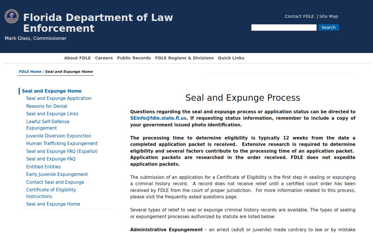 Calhoun County criminal record sealing and expunction process
