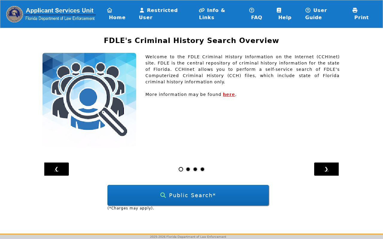 Calhoun County criminal history FDLE CCH search